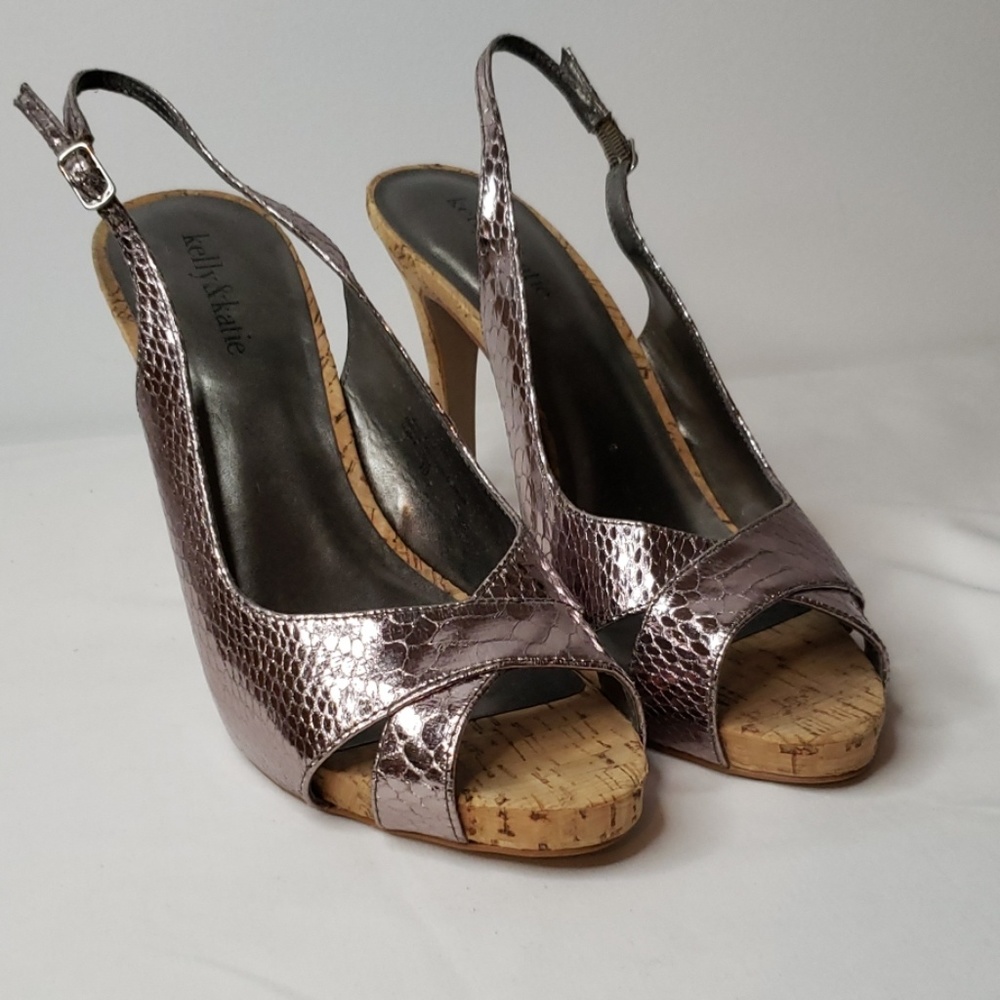 Kate & Kelly Open Toe Retro Heels, Size 10